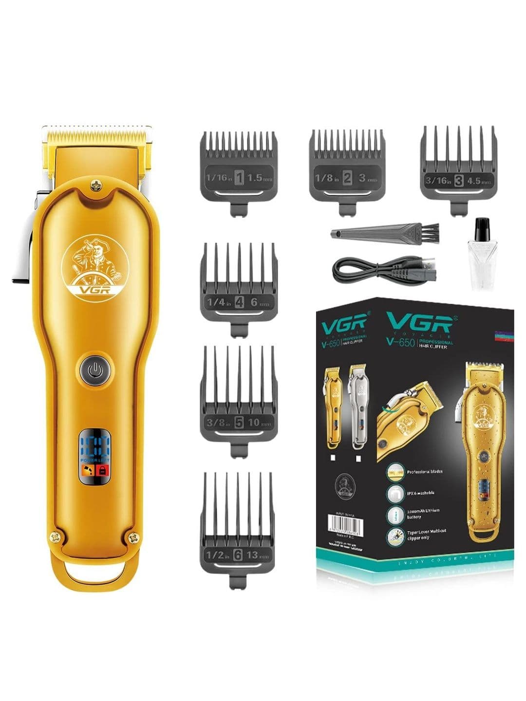 VGR V-650 Professional Cordless Hair Clipper Trimmer With LED Display - view 1