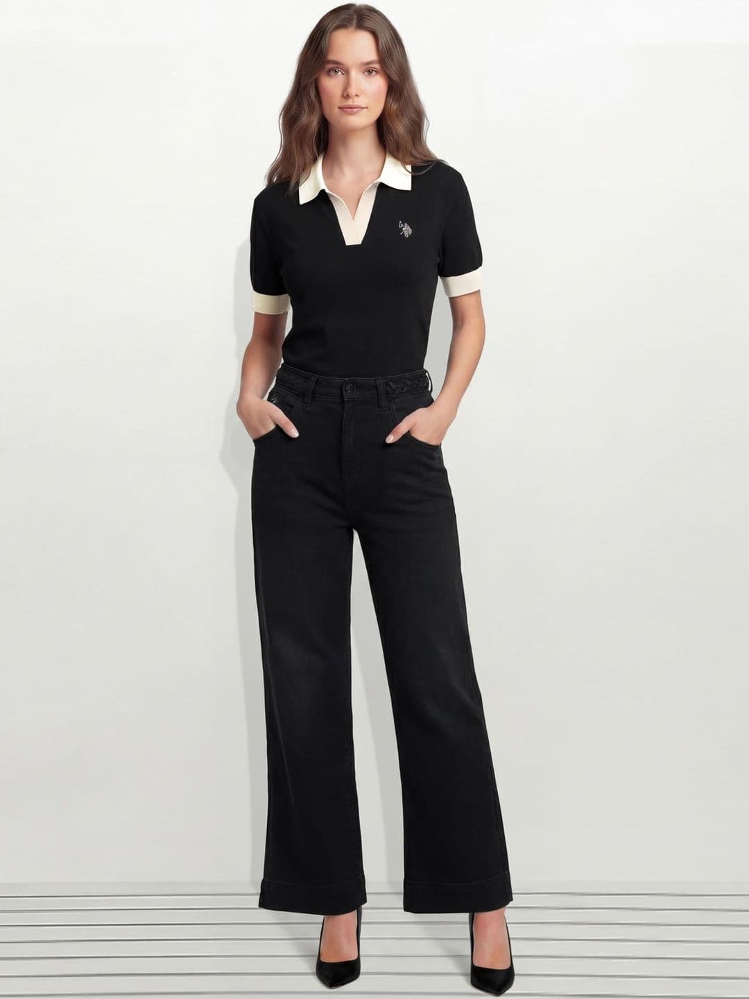 U.S. Polo Assn. Women Women Wide Leg High-Rise Stretchable Jeans - view 1