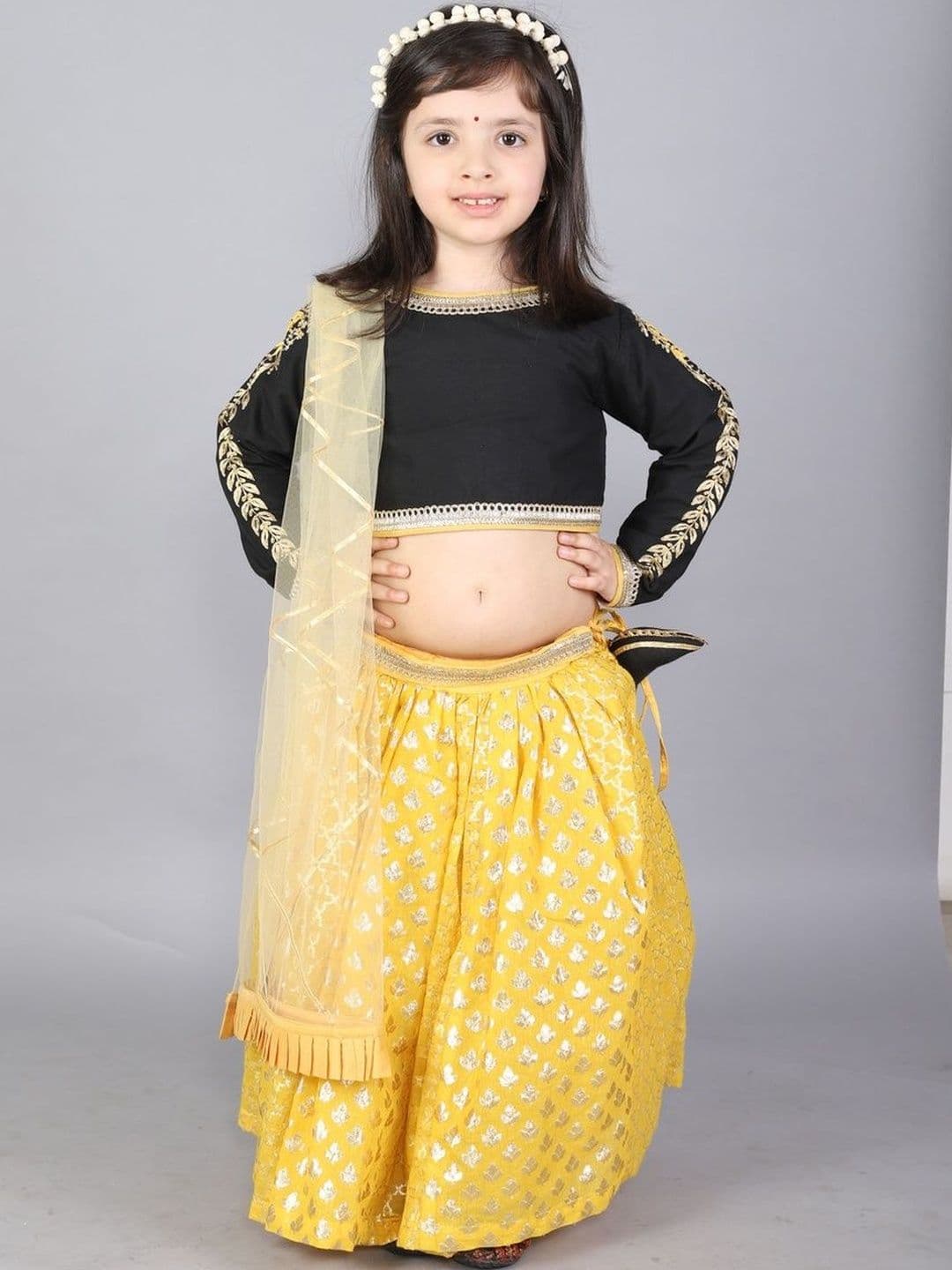 The Little Tales Girls Embroidered Ready to Wear Lehenga & Blouse With Dupatta - view 1