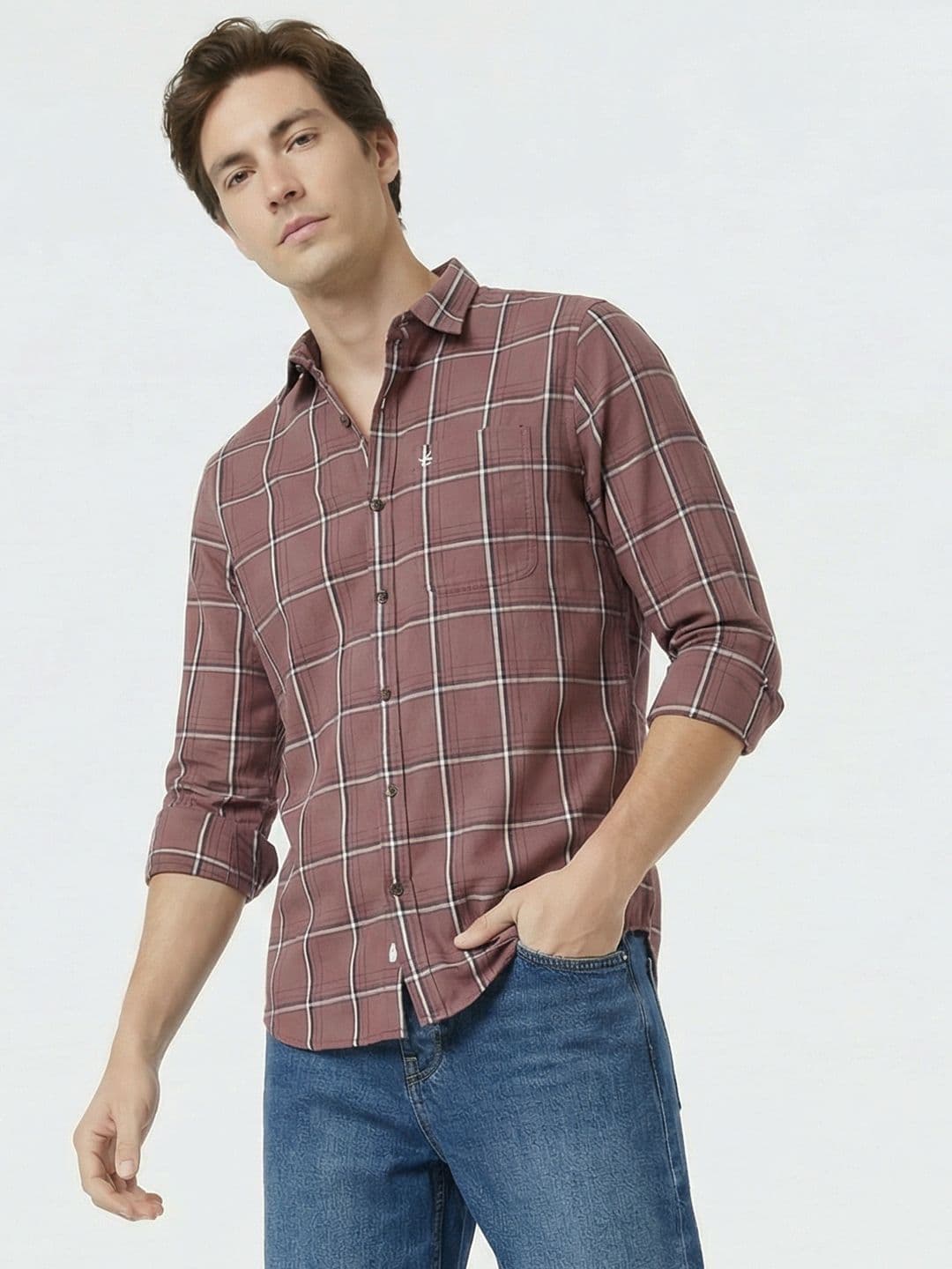 WROGN Slim Fit Checked Cotton Casual Shirt - view 1