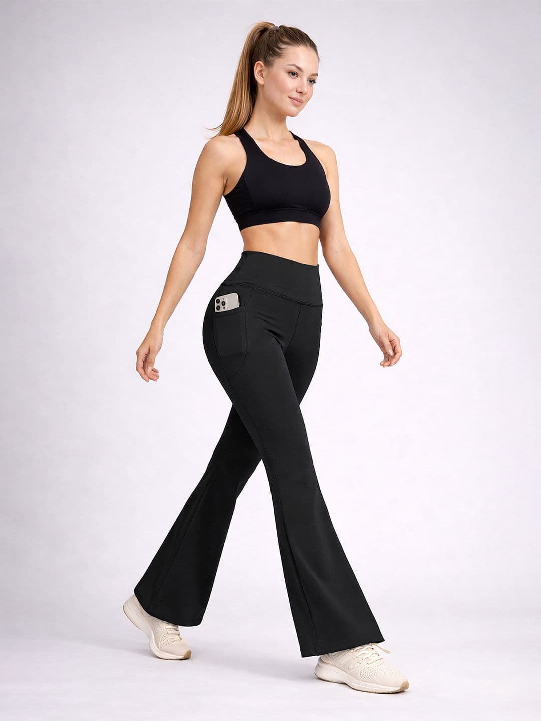 POOJARAN SAREE Women Slim Fit Black Flared Bell Bottom Training Track Pants - view 1