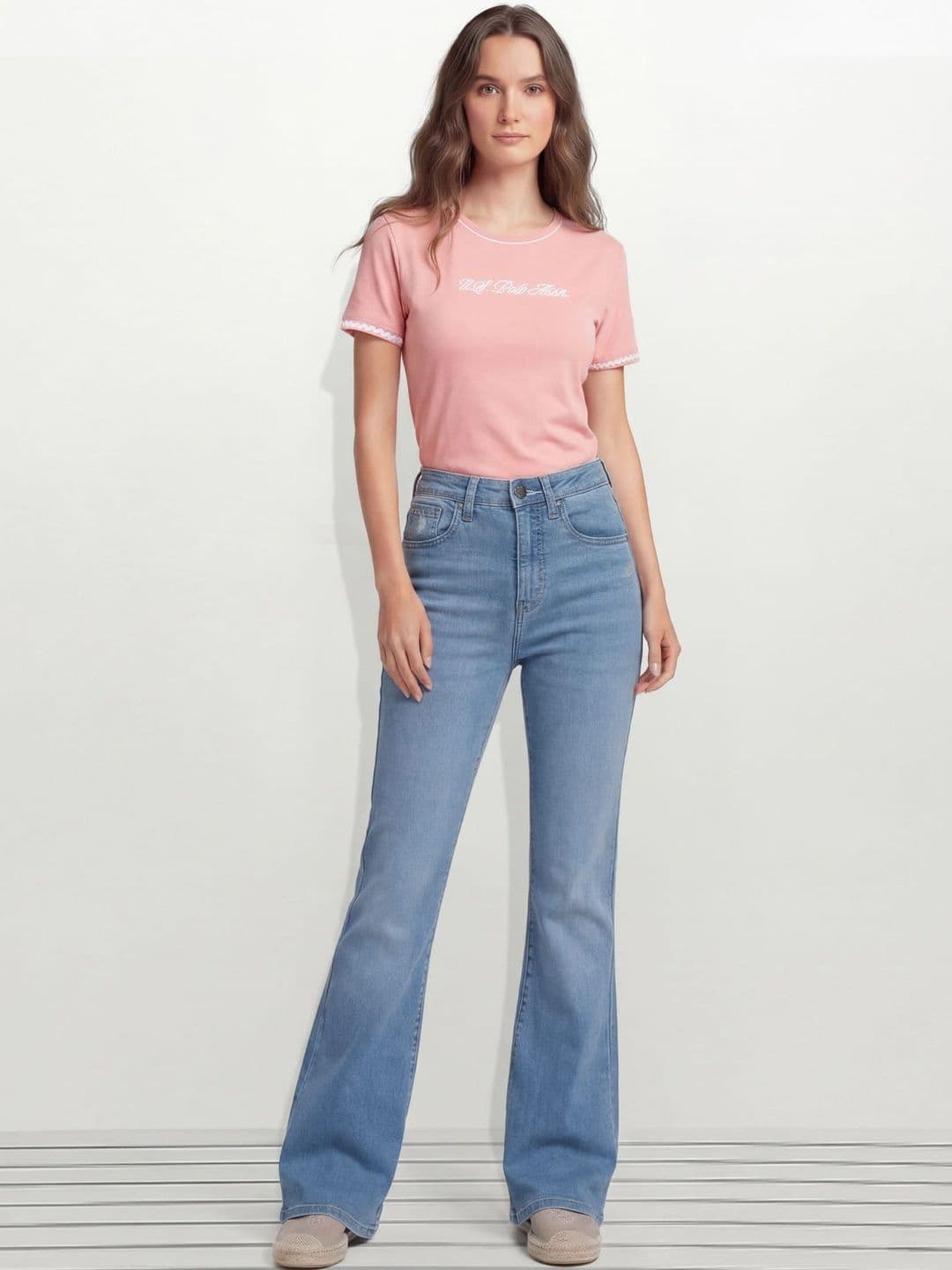 U.S. Polo Assn. Women Women Flared High-Rise Light Fade Stretchable Jeans - view 1