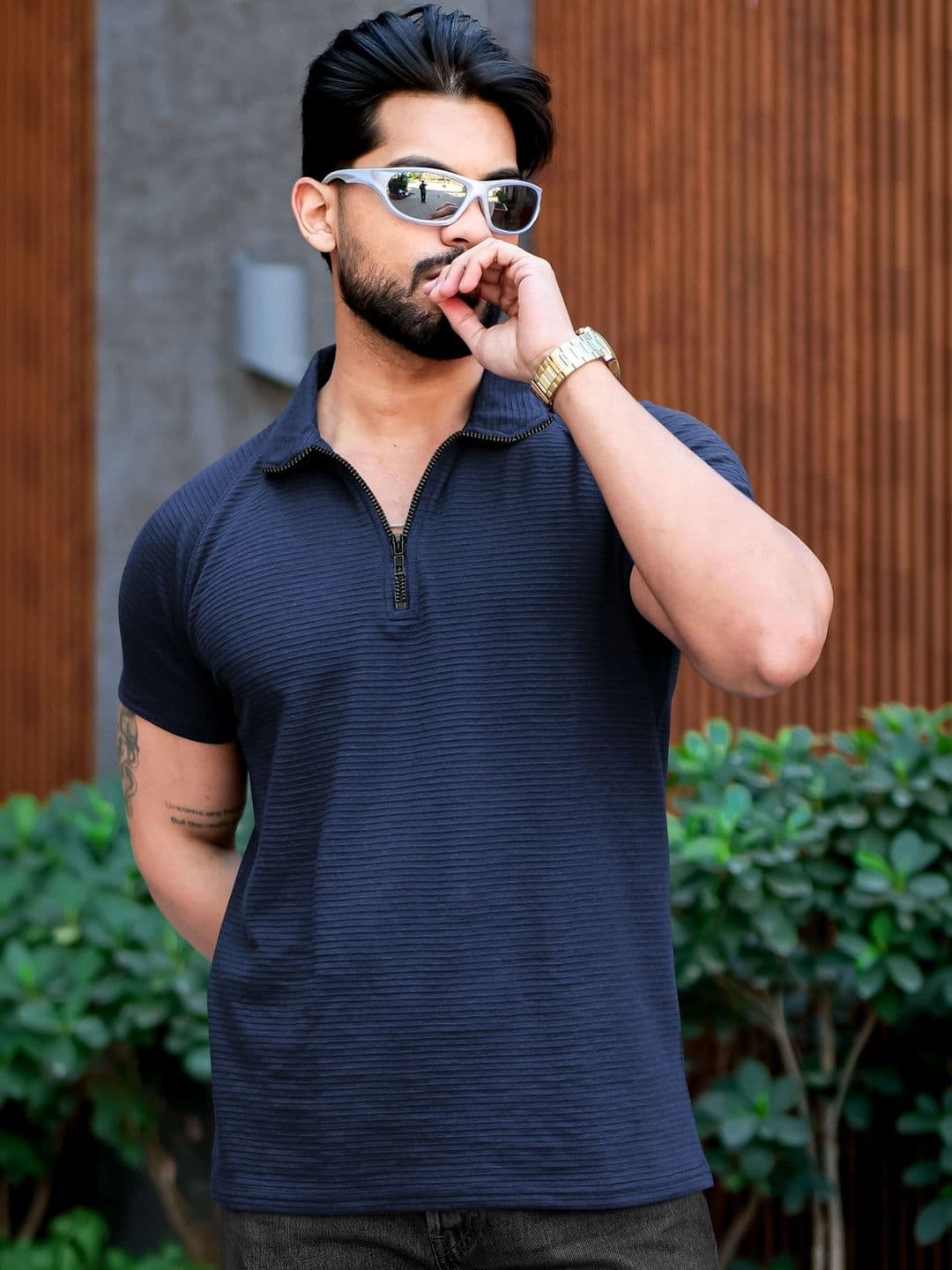 HAPPY KHAJANA Men Striped Polo Collar T-shirt - view 1