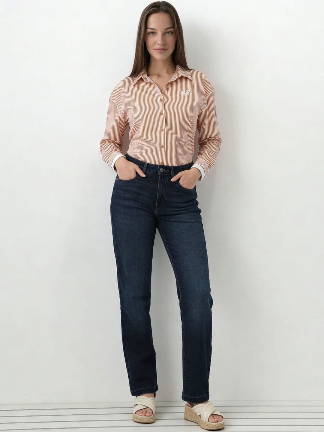 U.S. Polo Assn. Women Women Straight Fit High-Rise Light Fade Stretchable Jeans - view 1