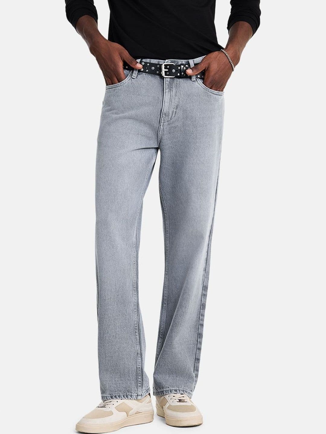 Snitch Light Grey Mid-Rise Straight Fit Jeans - view 1