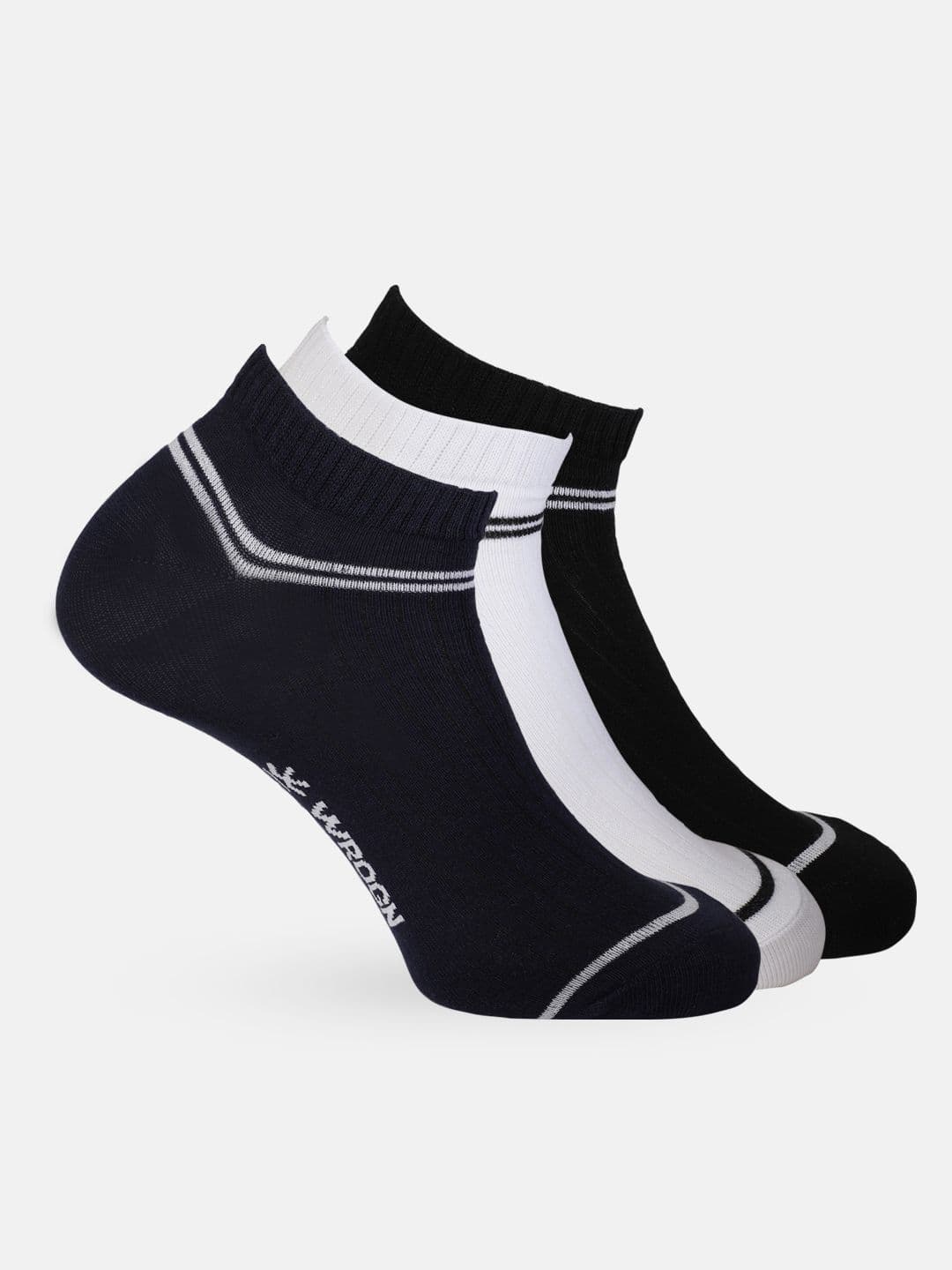 WROGN Men Pack of 3 Brand Logo Patterned Ankle Length Socks - view 1