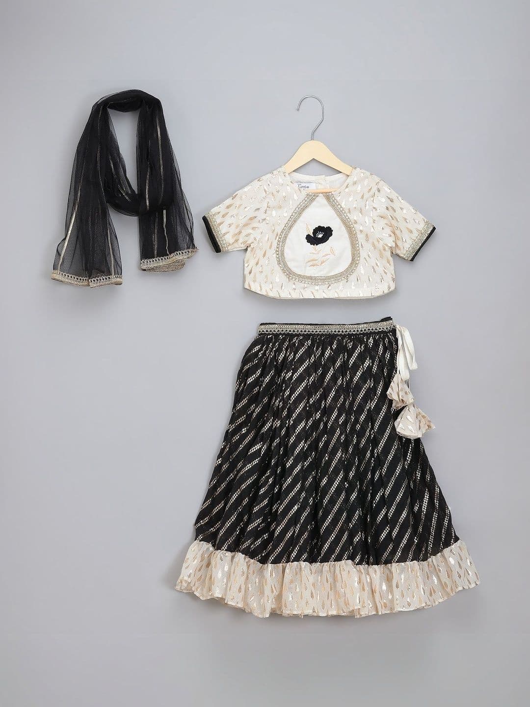The Little Tales Girls Embroidered Ready to Wear Lehenga & Blouse With Dupatta - view 1