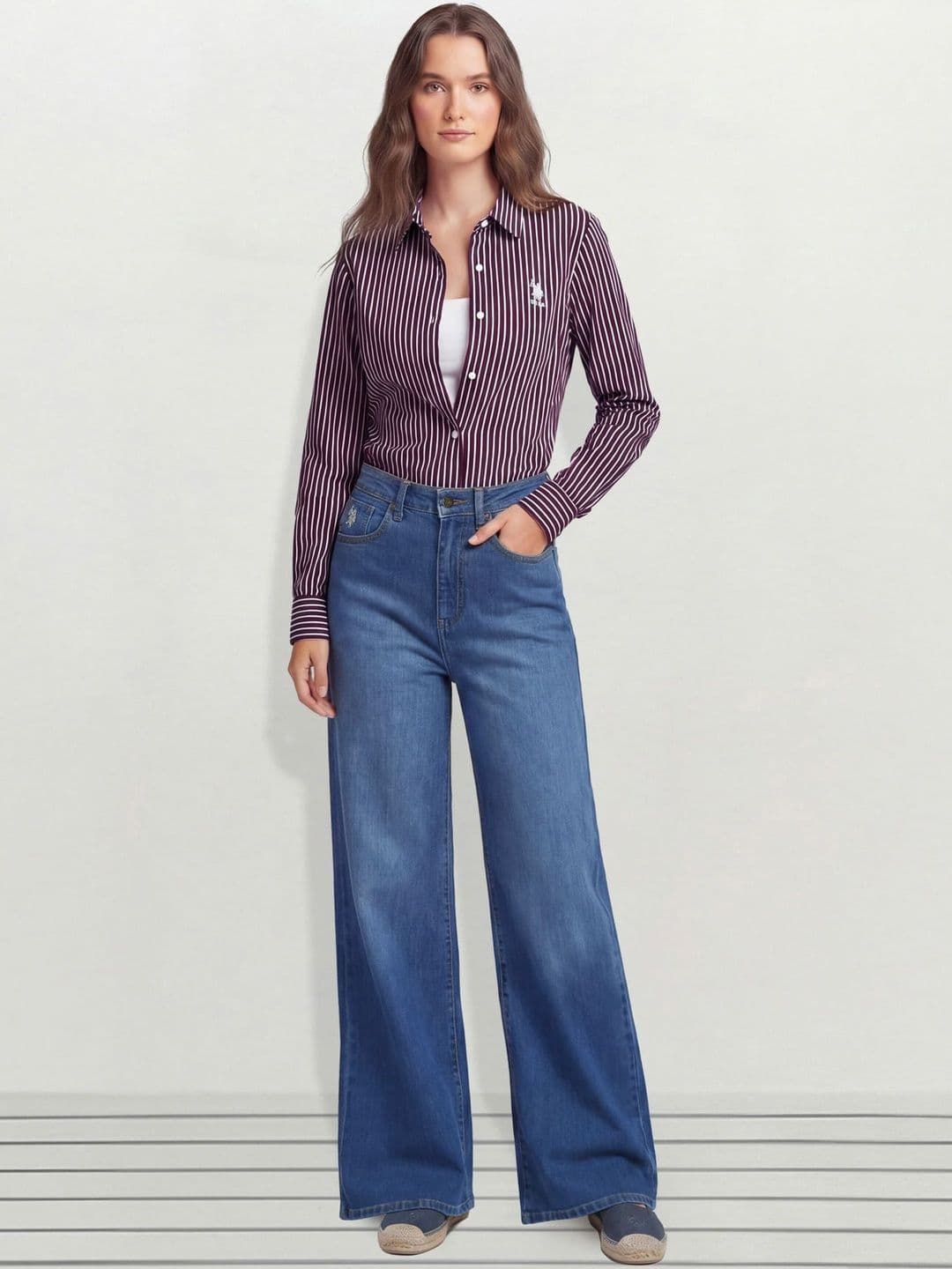 U.S. Polo Assn. Women Women Flared High-Rise Light Fade Stretchable Jeans - view 1