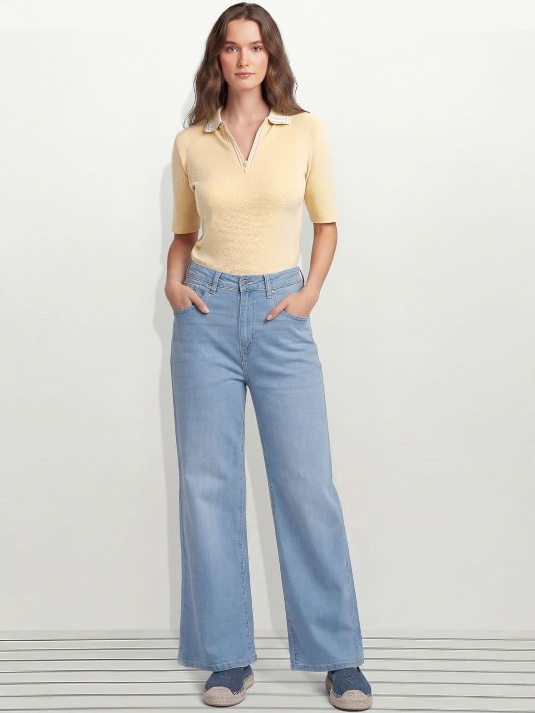 U.S. Polo Assn. Women Women Wide Leg High-Rise Light Fade Stretchable Jeans - view 1