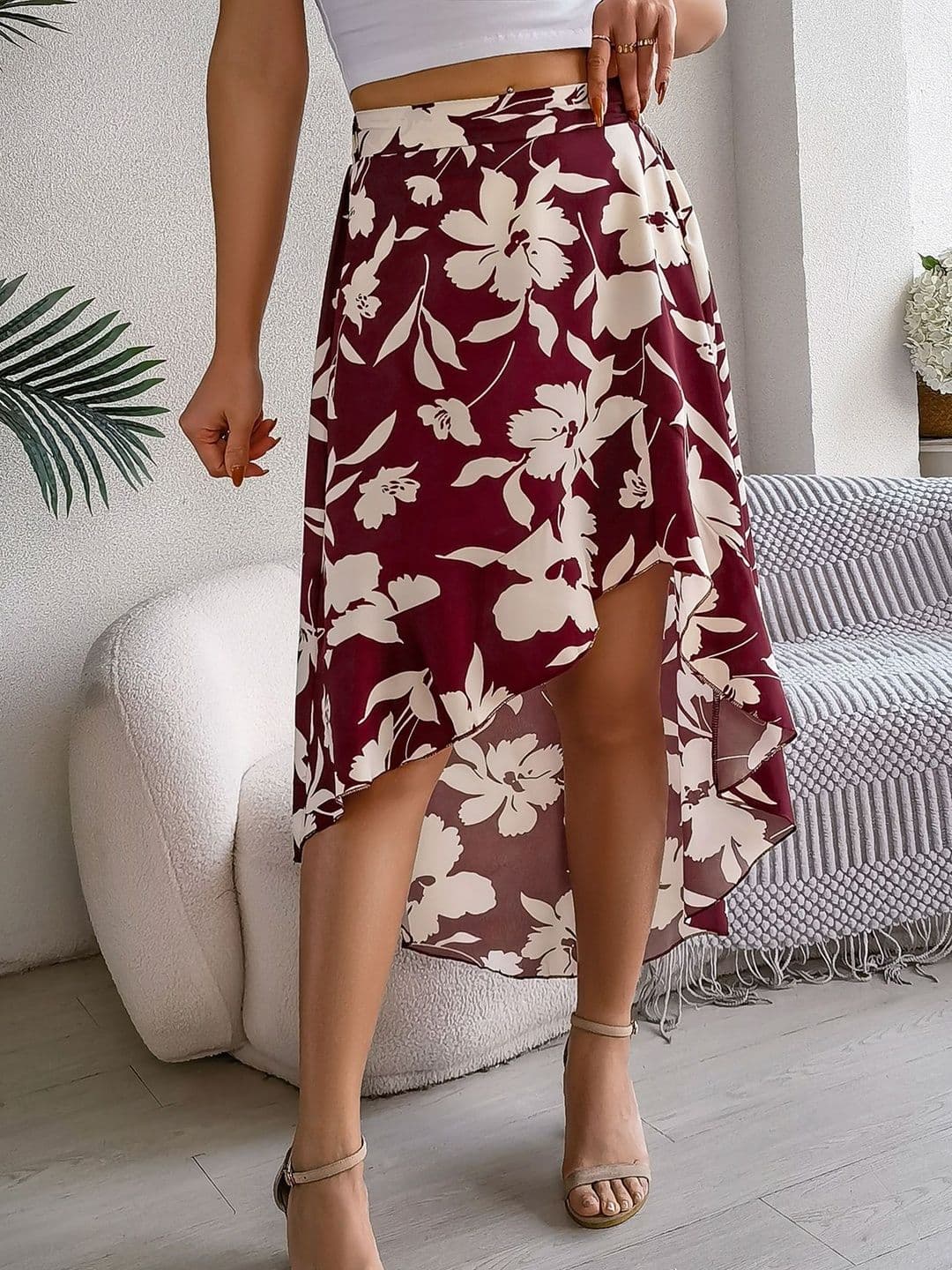 Suo Women Floral Midi Flared Skirt - view 1