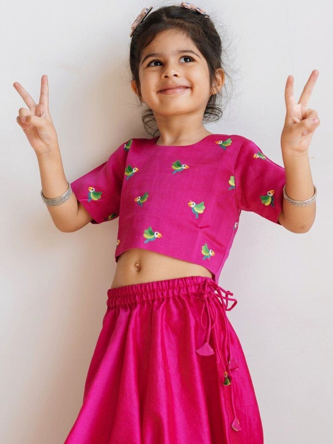 DULAAR Girls Embroidered Thread Work Ready to Wear Lehenga & - view 1