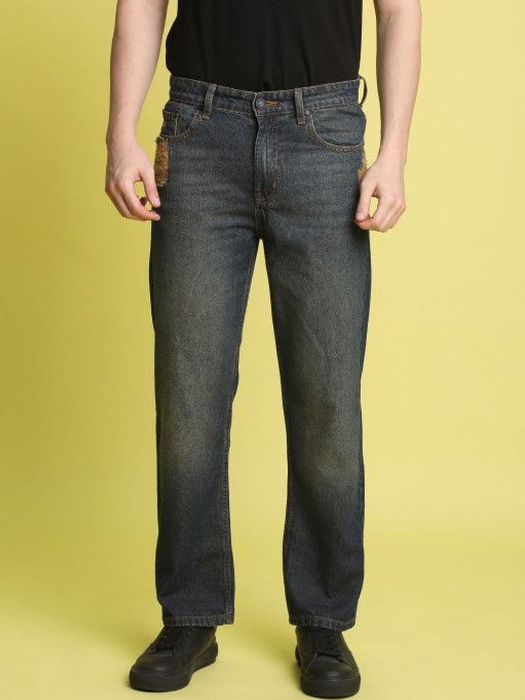 Bene Kleed Men Straight Fit Mid-Rise Low Distress Light Fade Jeans - view 1