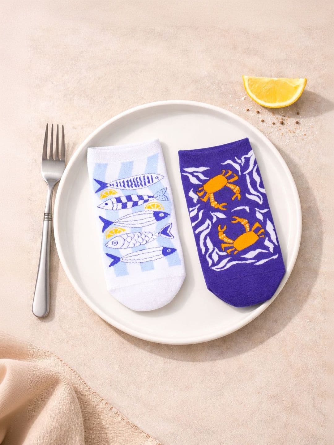 Thela Gaadi Unisex Pack of 2 Cotton Blend Patterned Ankle Length Socks - view 1