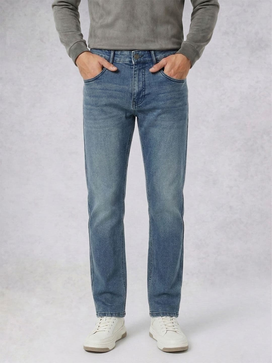 WROGN Men Straight Fit Mid-Rise Light Fade Cotton Jeans - view 1