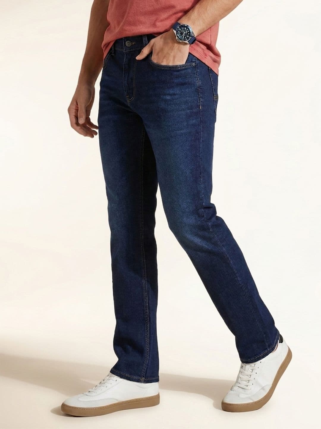 Nautica Men Straight Fit Mid-Rise Light Fade Stretchable Jeans - view 1