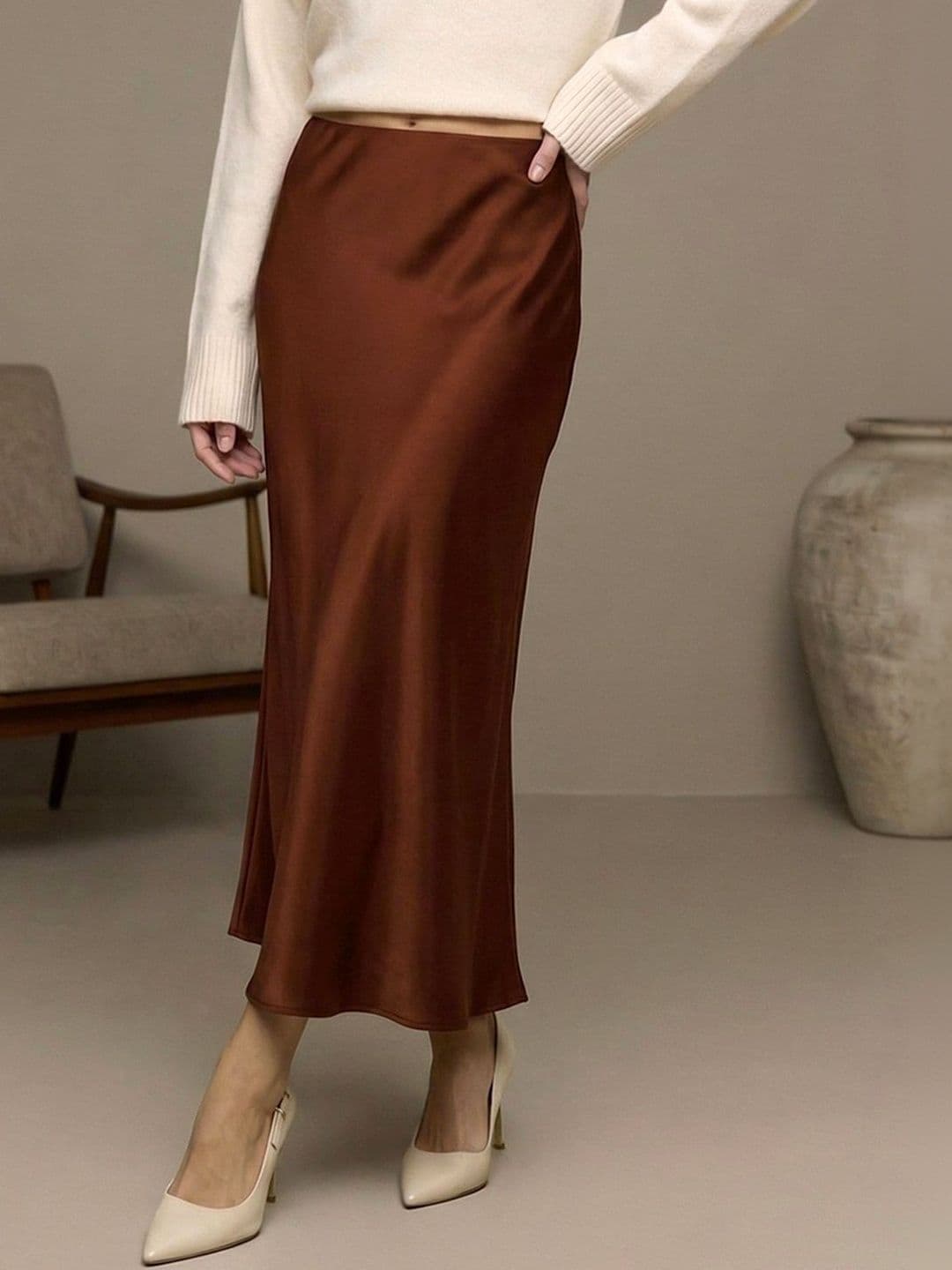 ADDYVERO Women Satin Midi A-Line Skirt - view 1