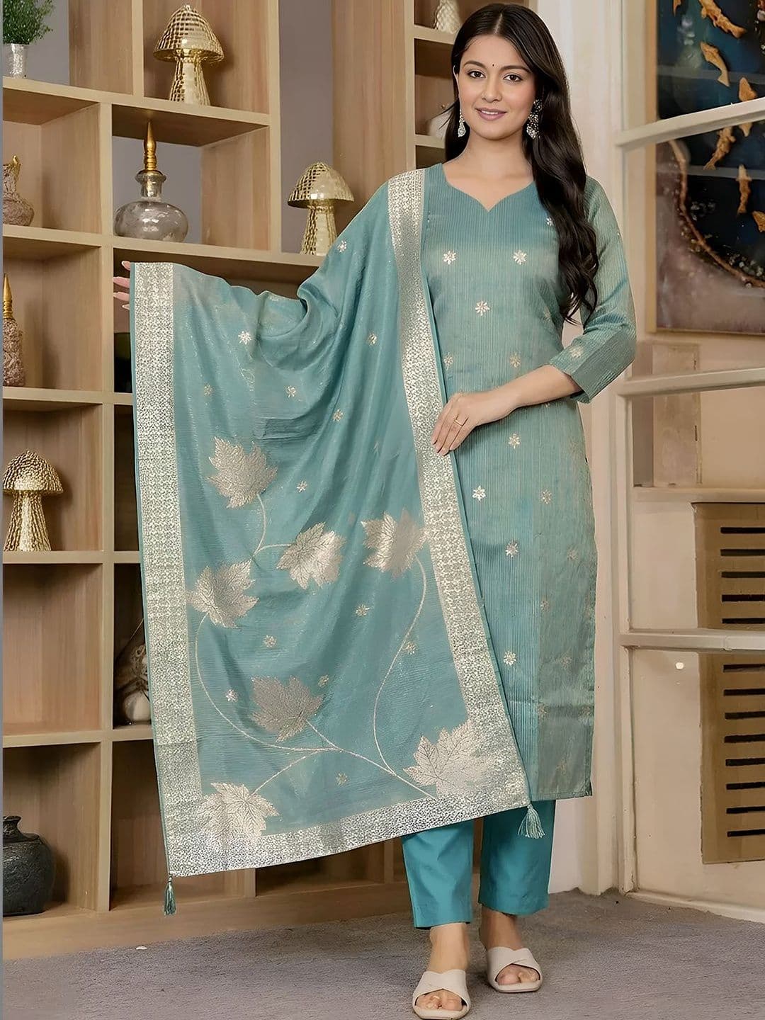 SZN Women Printed Regular Kurta with Trousers & With Dupatta - view 1