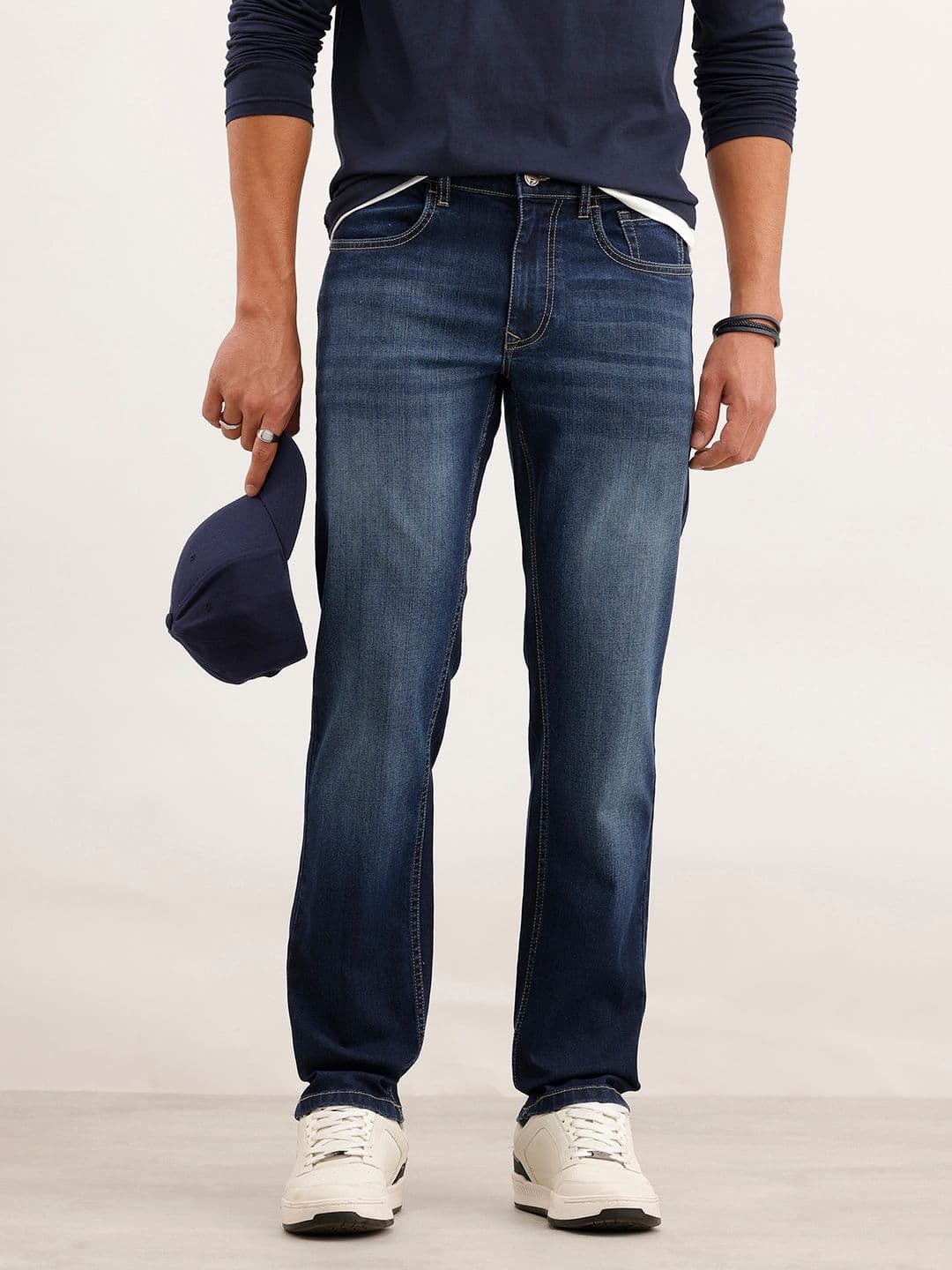 WROGN Men Straight Fit Heavy Fade Stretchable Jeans - view 1