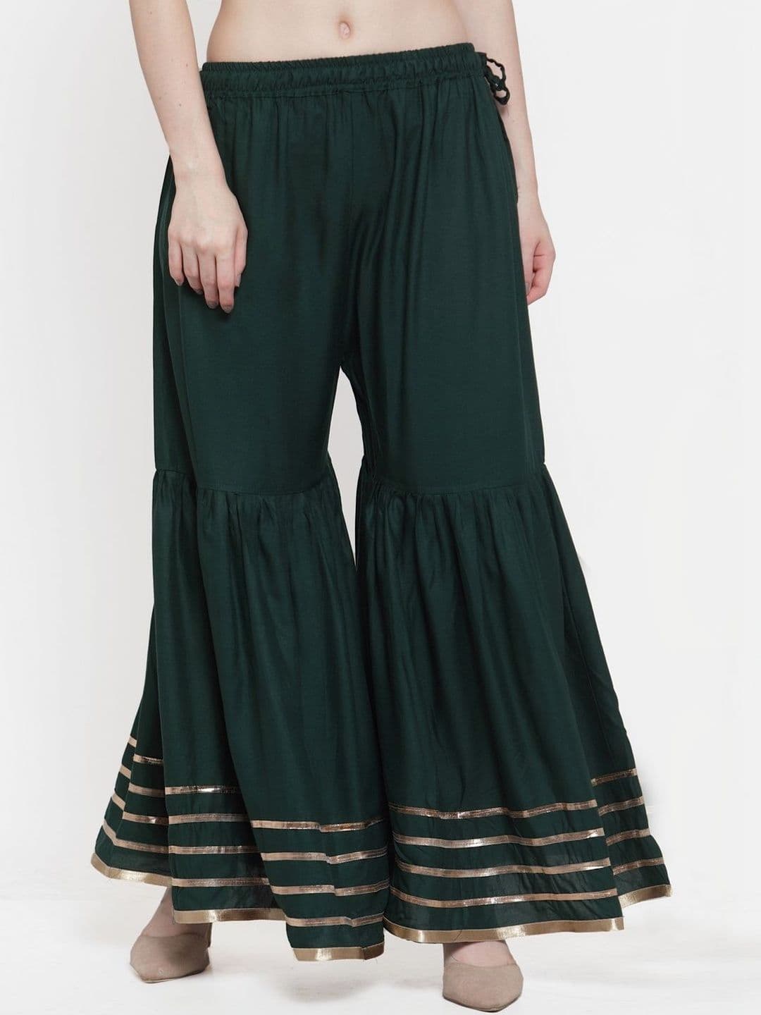 VEE POP Women Flared Knitted Ethnic Palazzos - view 1
