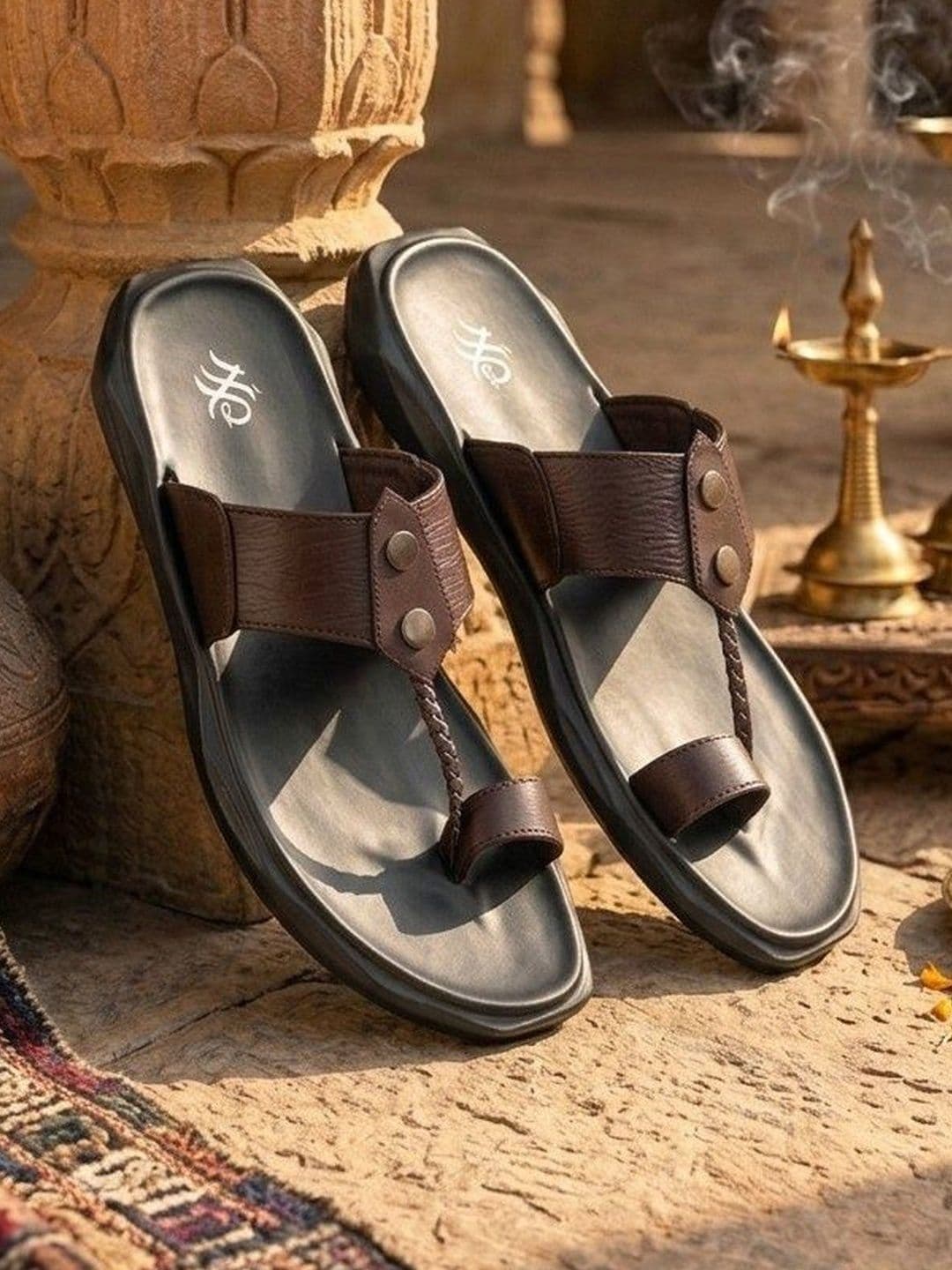 House of Pataudi Men Leather Slip-On Comfort Sandals - view 1