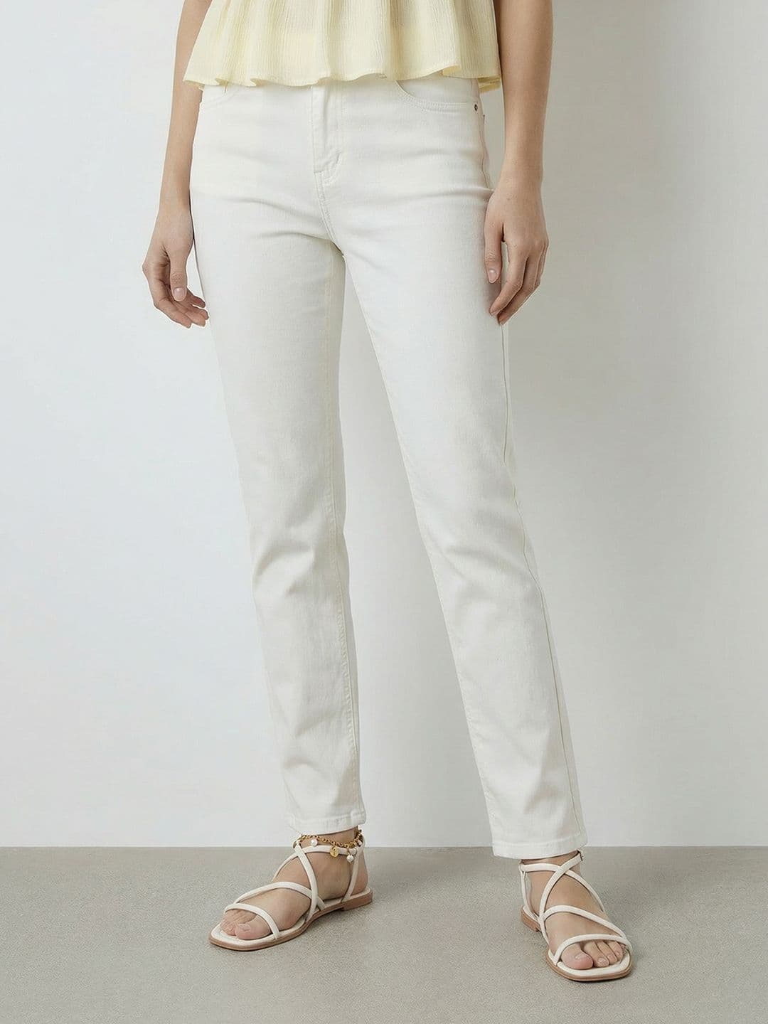 Mast & Harbour Women Straight Fit Mid-Rise Stretchable Jeans - view 1