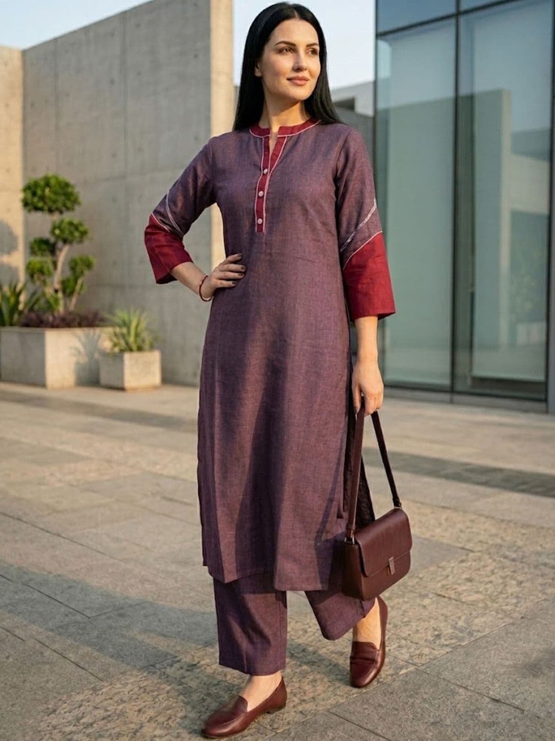 Varanga Women Embroidered Regular Thread Work Kurta with Trousers - view 1