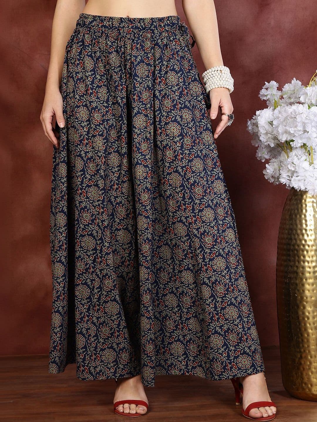 VEE POP Women Floral Printed Flared Ethnic Palazzos - view 1