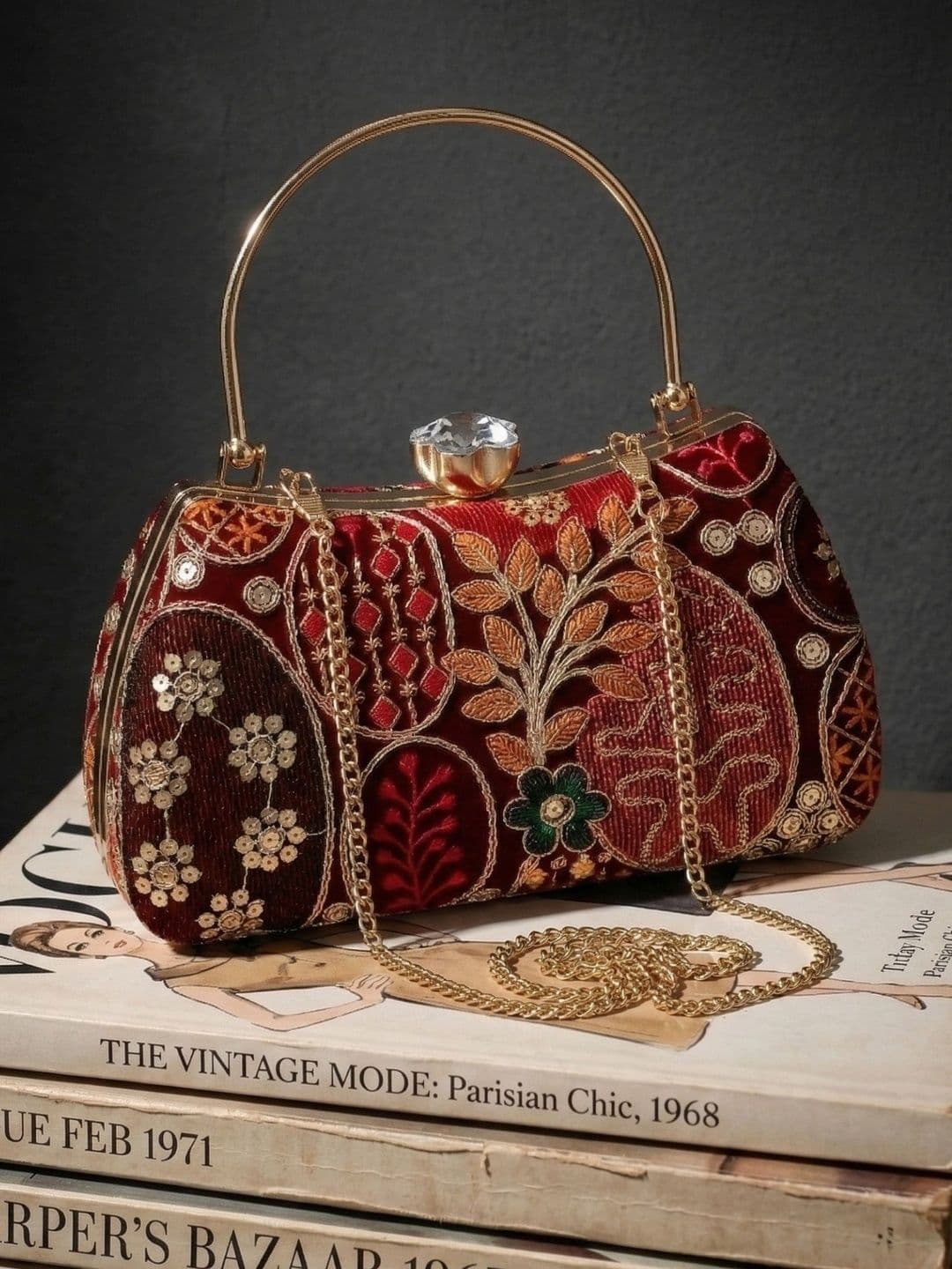 QANISHA Embroidered Box Clutch - view 1