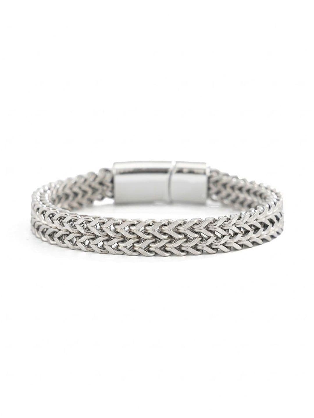 StyleCast x Revolte Men Silver Hand Painted Silver-Plated Bangle-Style Bracelet - view 1