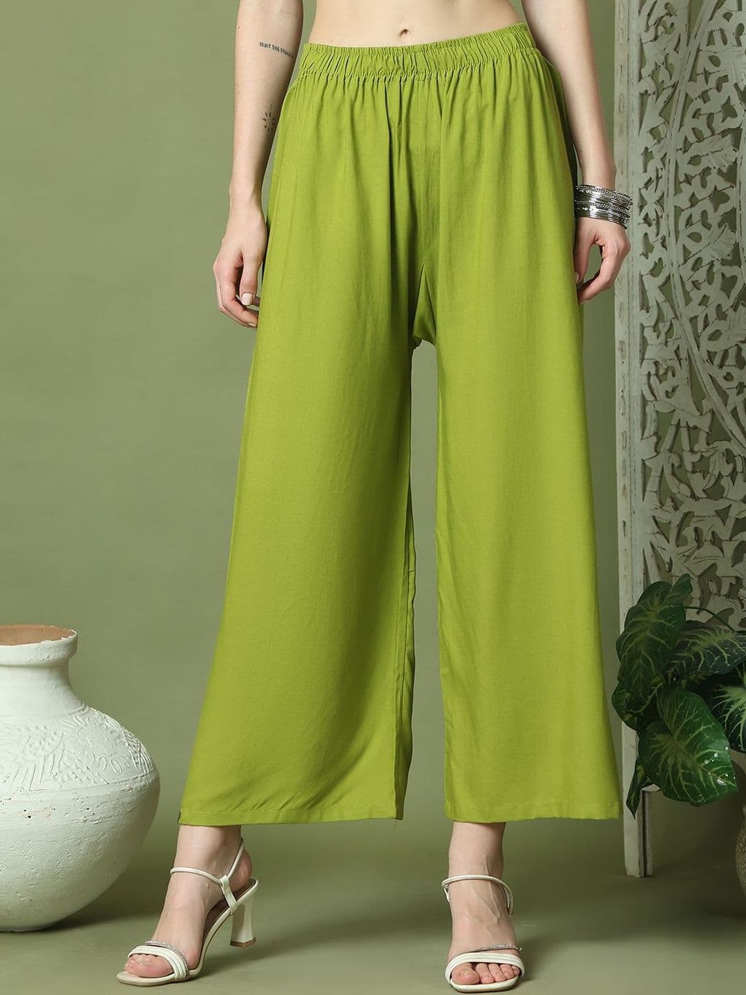 VEE POP Women Flared Knitted Ethnic Palazzos - view 1