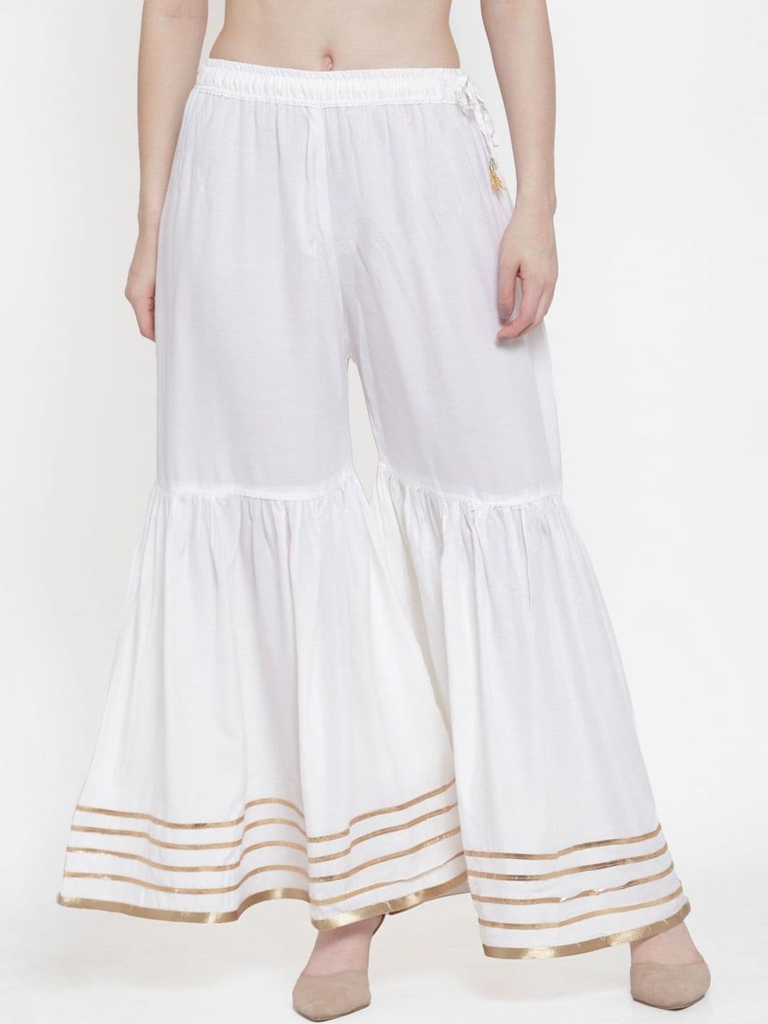 VEE POP Women Flared Knitted Ethnic Palazzos - view 1
