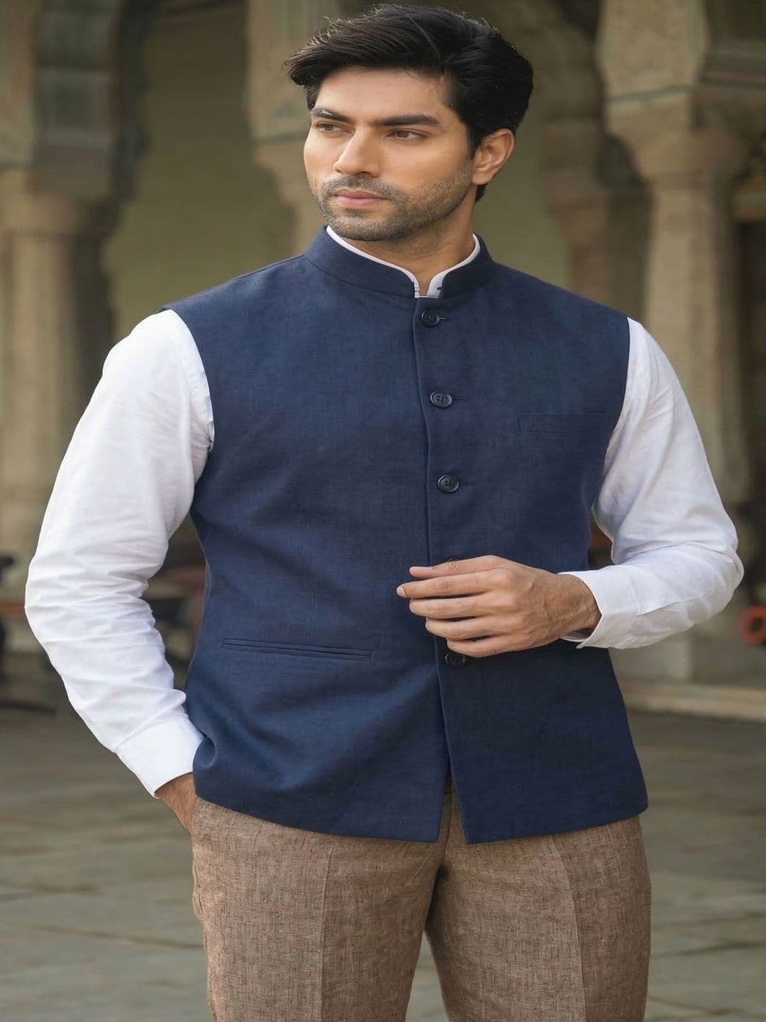 THE FASHION HUB Single-Breasted Nehru Jacket - view 1