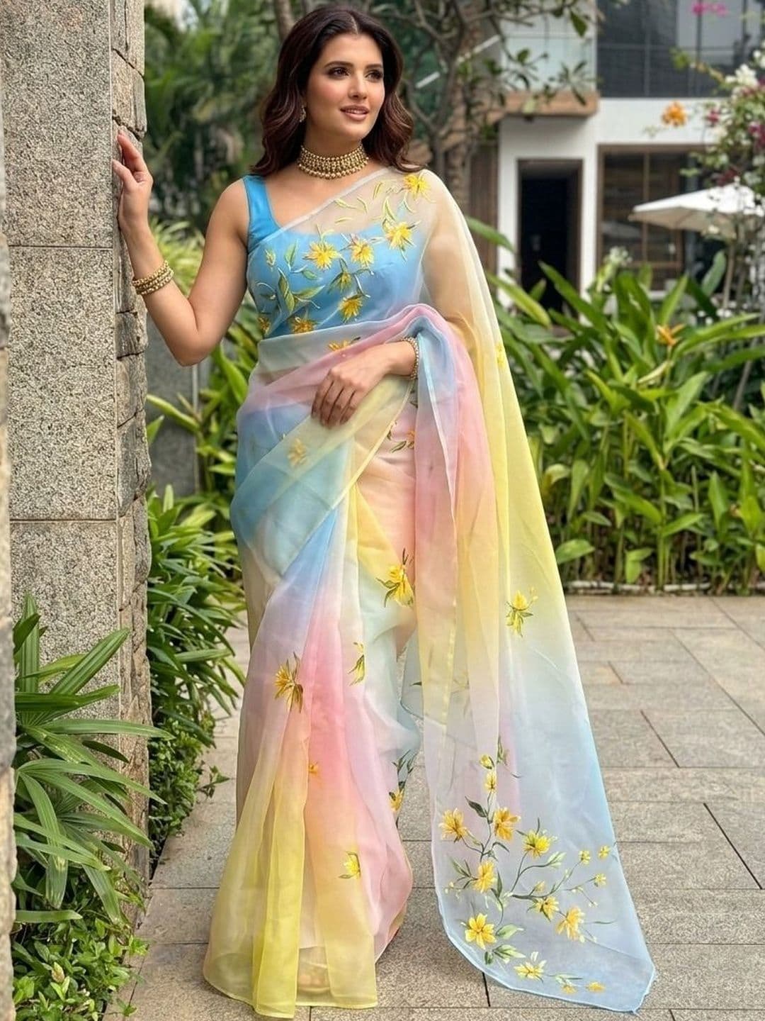 Kalista Floral Organza Saree - view 1