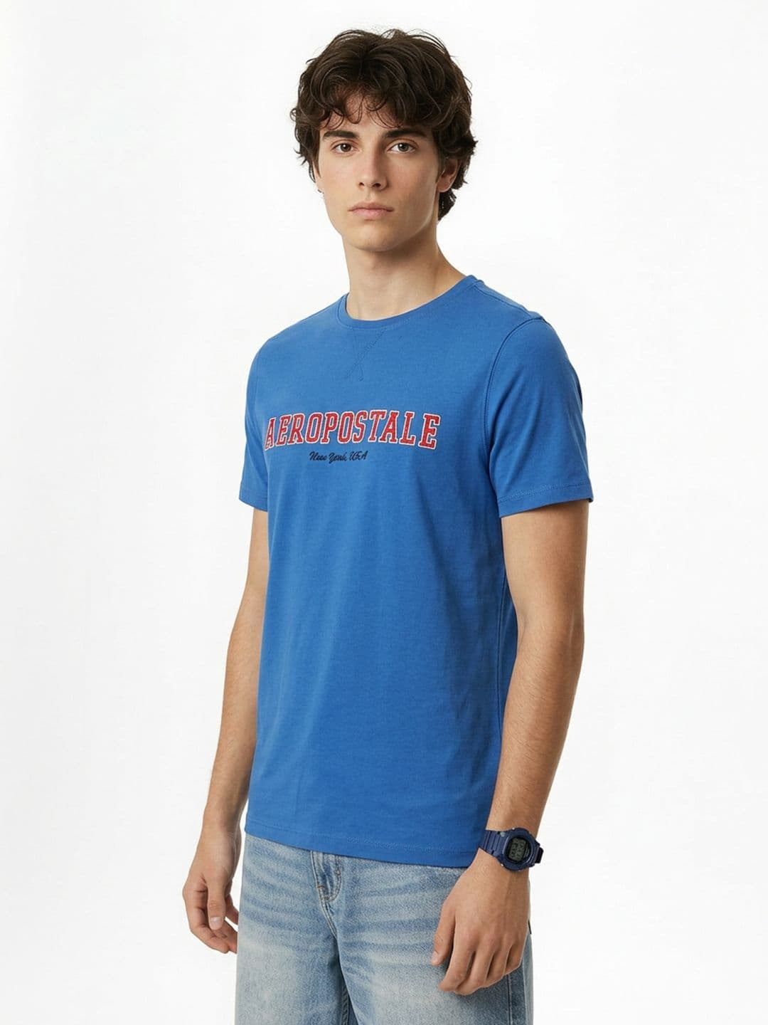 Aeropostale Brand Logo Embroidered Pure Cotton T-shirt - view 1