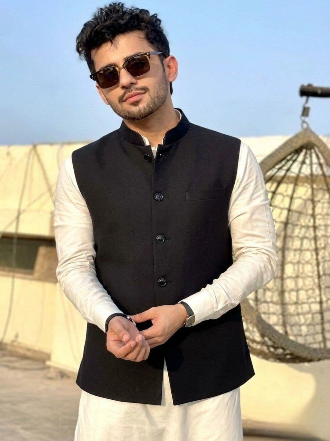 THE FASHION HUB Single-Breasted Nehru Jacket - view 1