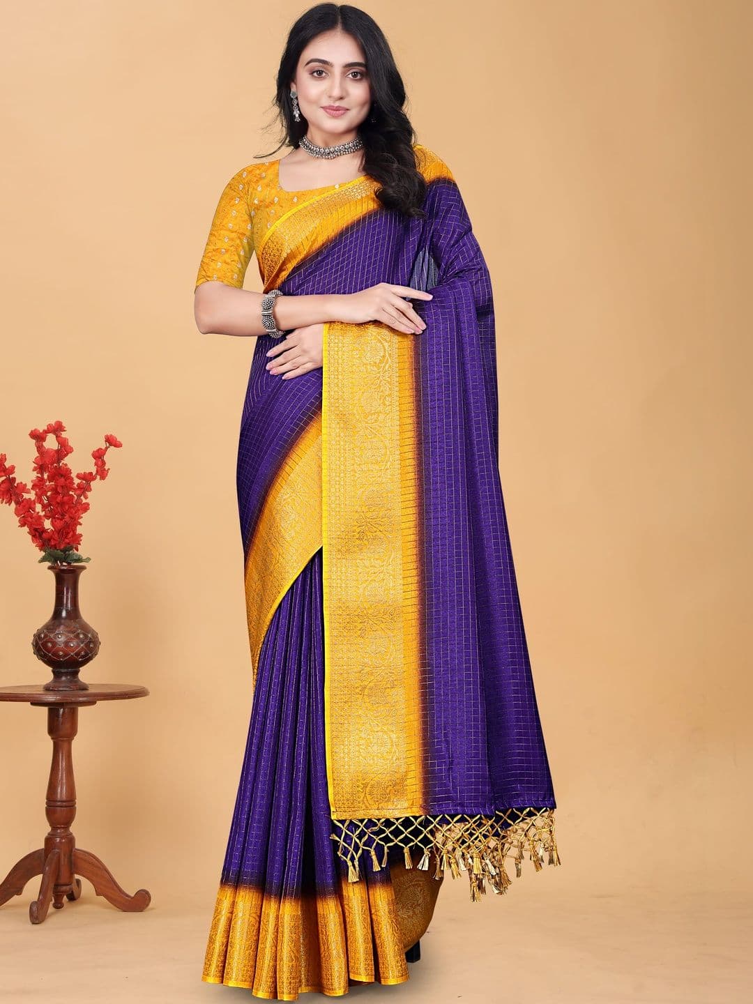 J 6 DESIGNER Woven Design Zari Silk Cotton Banarasi Saree - view 1