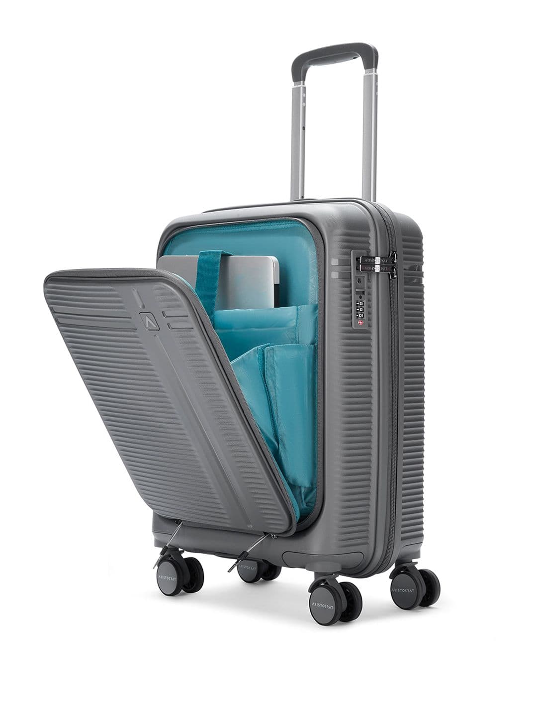 Aristocrat Unisex Solana Grey Small Hard Luggage 53cm Cabin Trolley Laptop Compatible - view 1