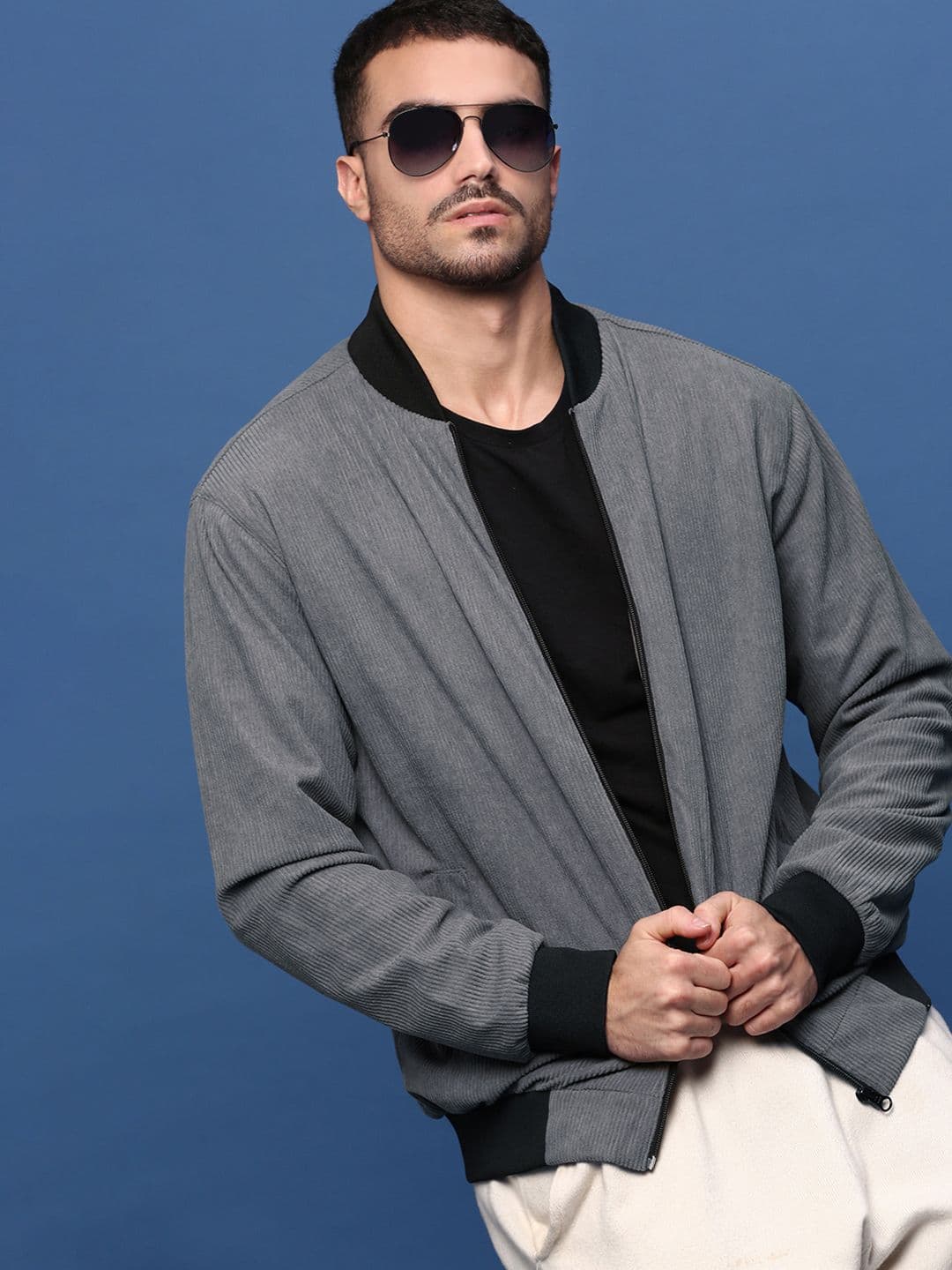 SHOWOFFFF Men Corduroy Bomber Jacket - view 1