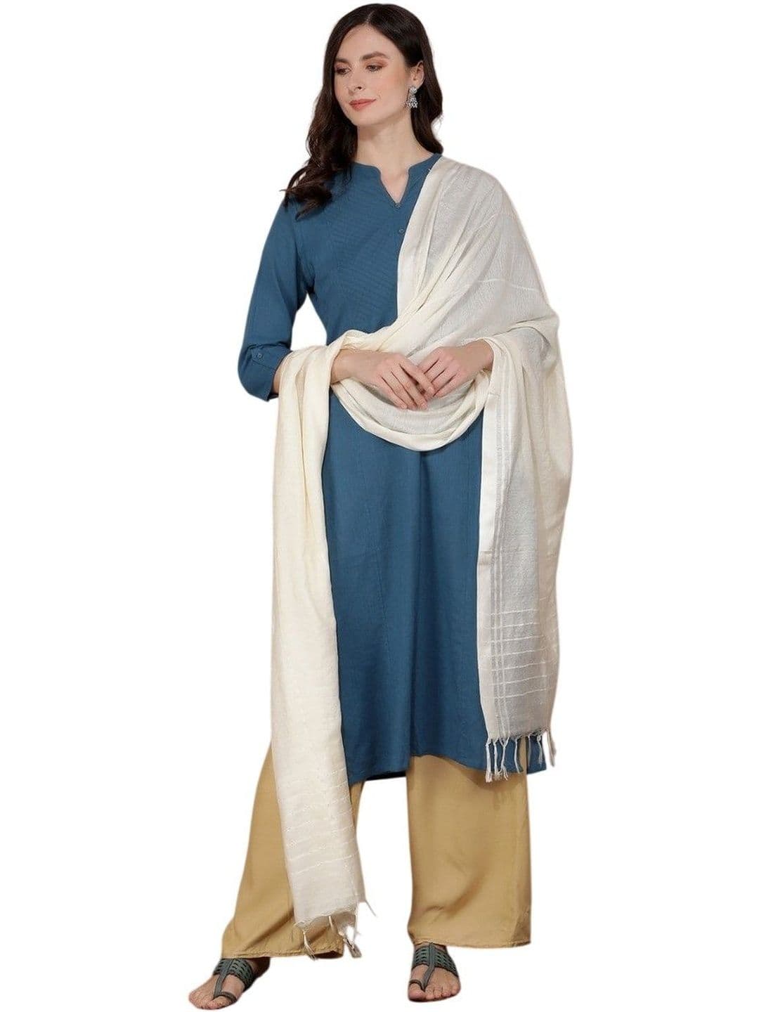 A R SILK Woven Design Dupatta with Sequinned - view 1