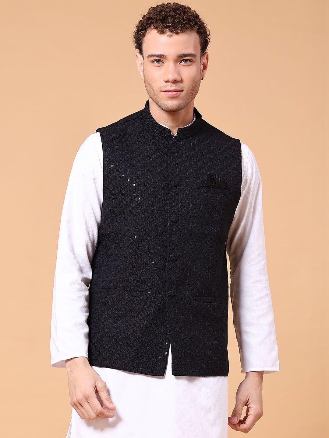 V-Mart Embroidered Woven Nehru Jackets - view 1