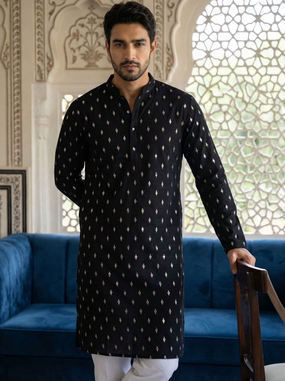 Anouk Men Geometric Printed Kurta - view 1