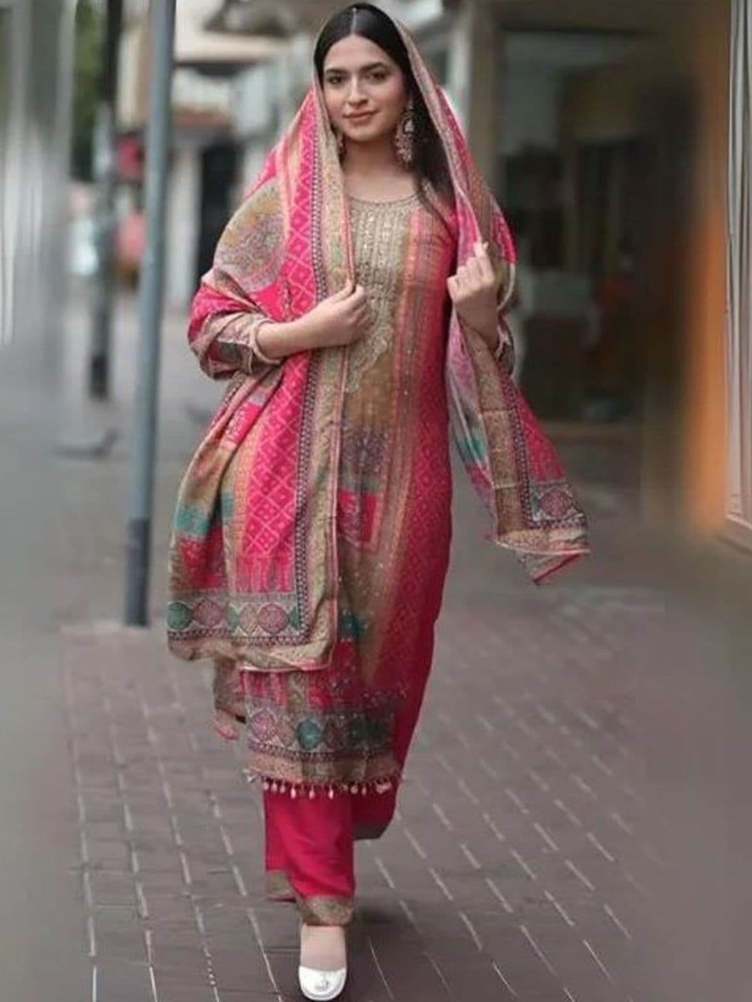 HBJ FASHION Women Embroidered Regular Mirror Work Kurta with Palazzos & With Dupatta - view 1