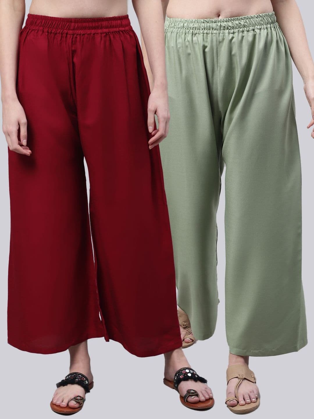 KALINI Women 2 Flared Ethnic Palazzos - view 1