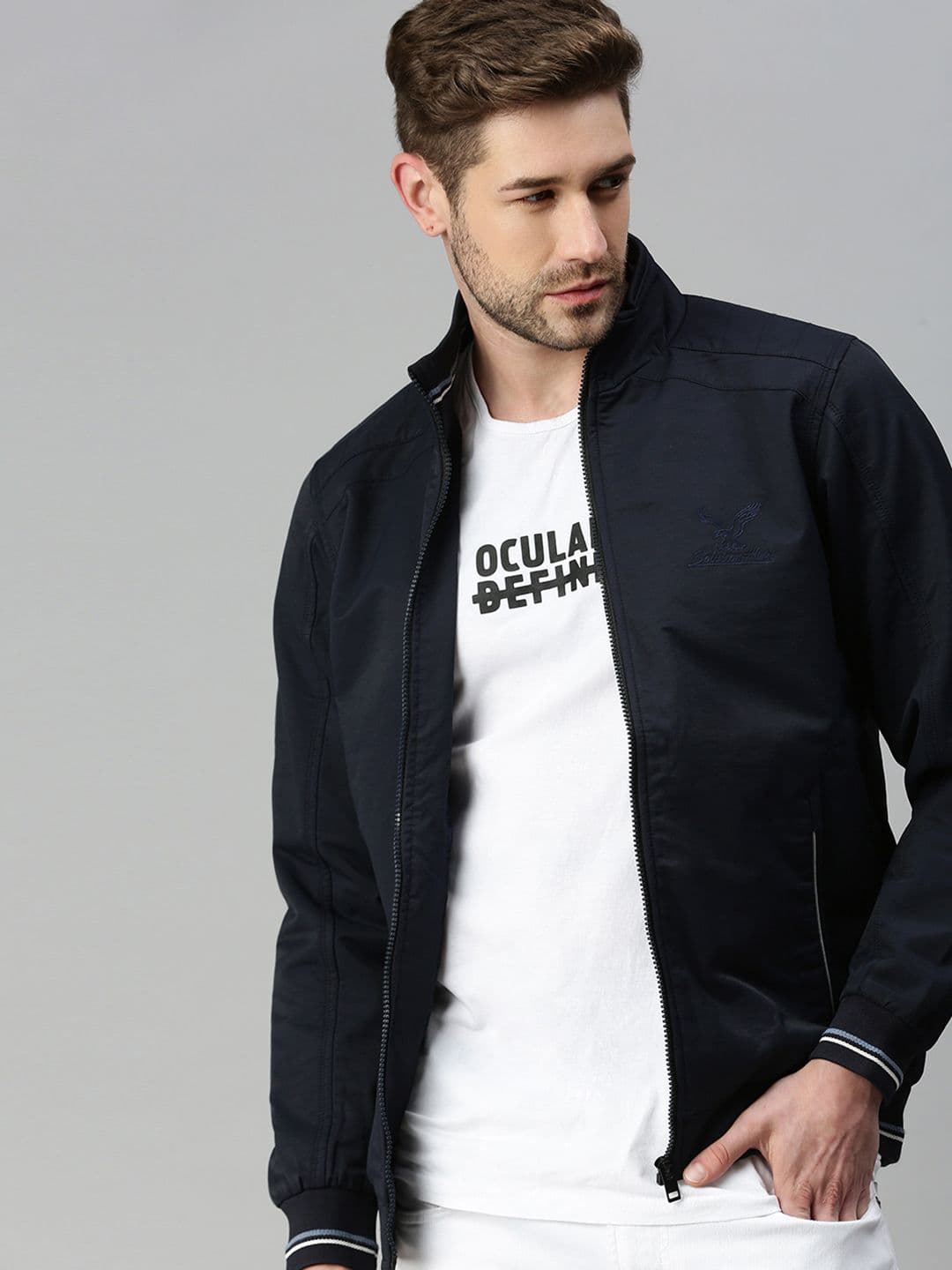 SHOWOFFFF Men Windcheater Sporty Jacket with Embroidered - view 1