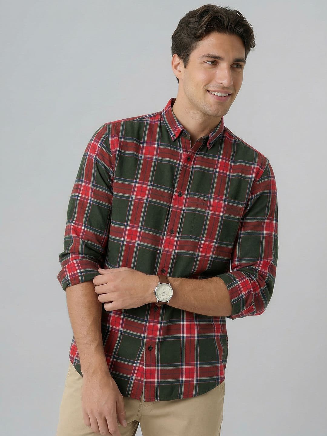 Indian Terrain Slim Fit Checked Pure Cotton Casual Shirt - view 1