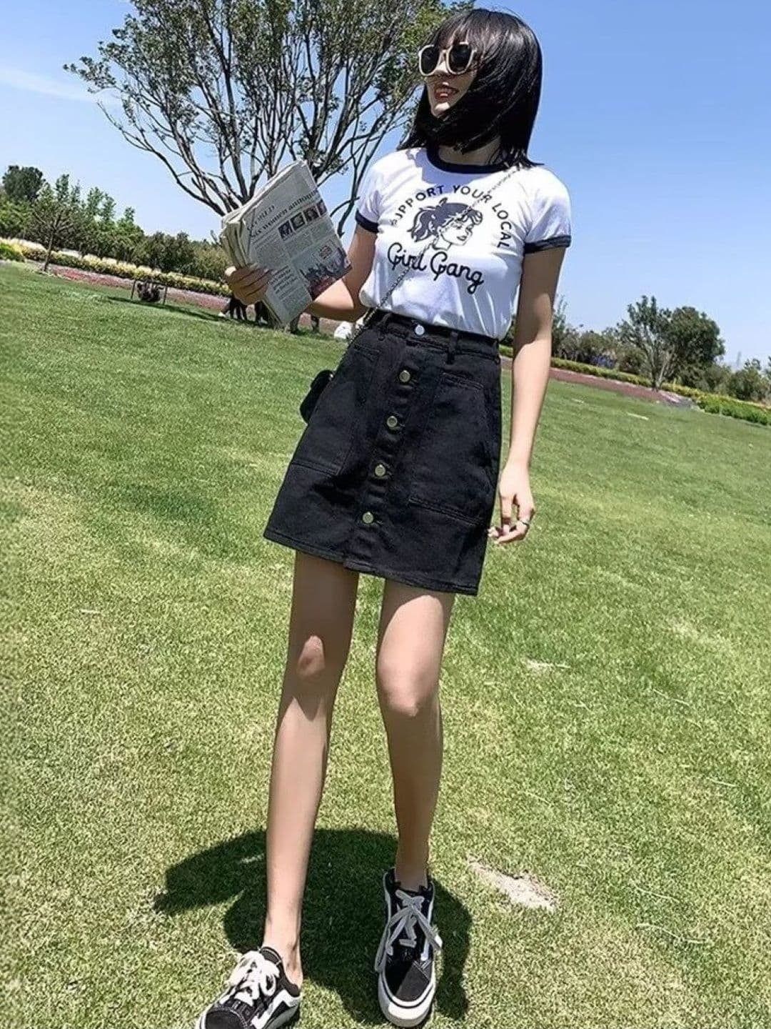 Suo Women Above Knee A-Line Skirt - view 1