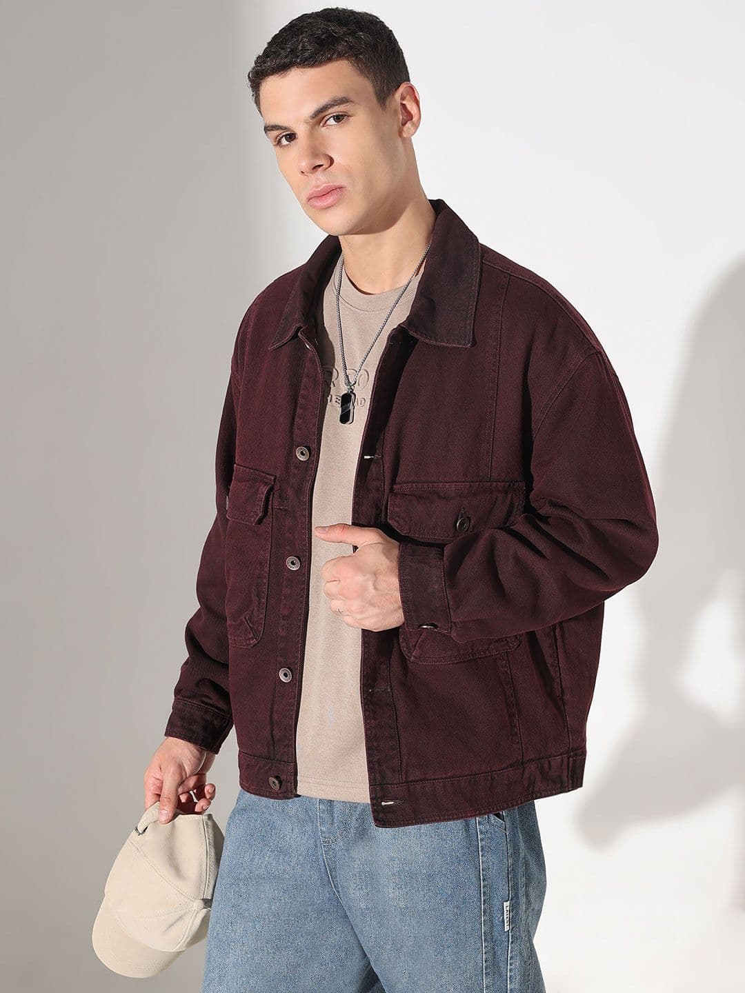 SHOWOFFFF Men Spread Collar Solid Denim Jacket - view 1