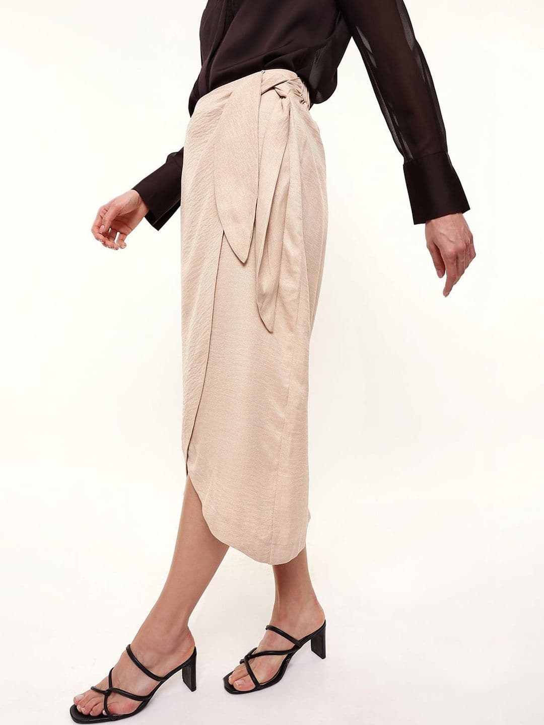Dennis Lingo Textured Wrap Midi Tulip Skirt - view 1