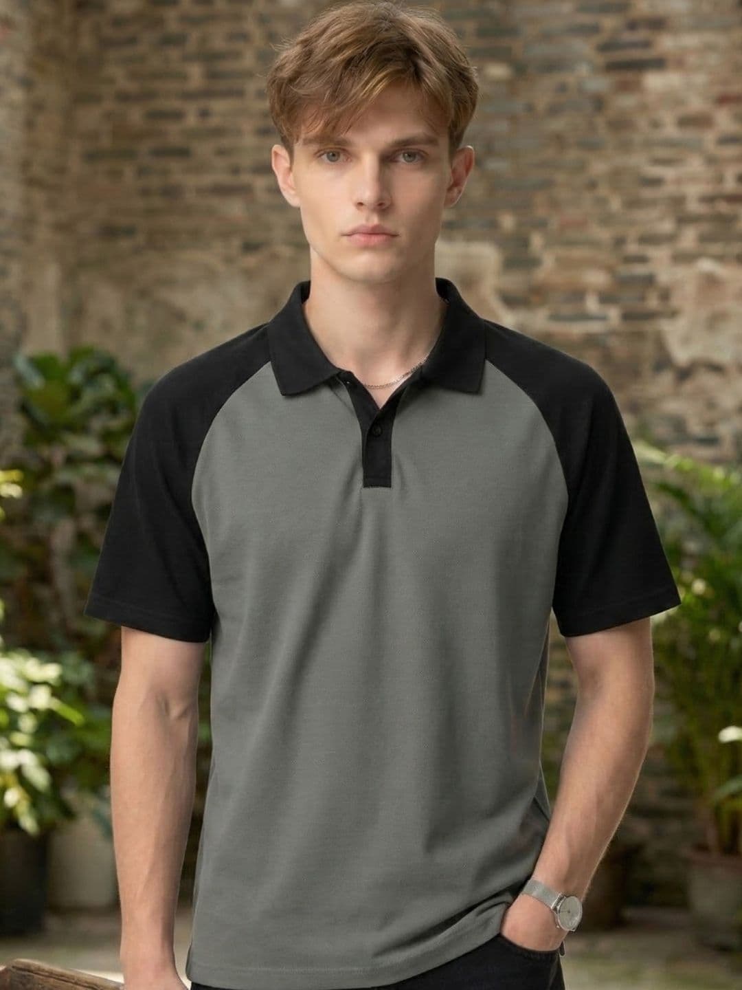 SZN Men Colourblocked Polo Collar T-shirt - view 1
