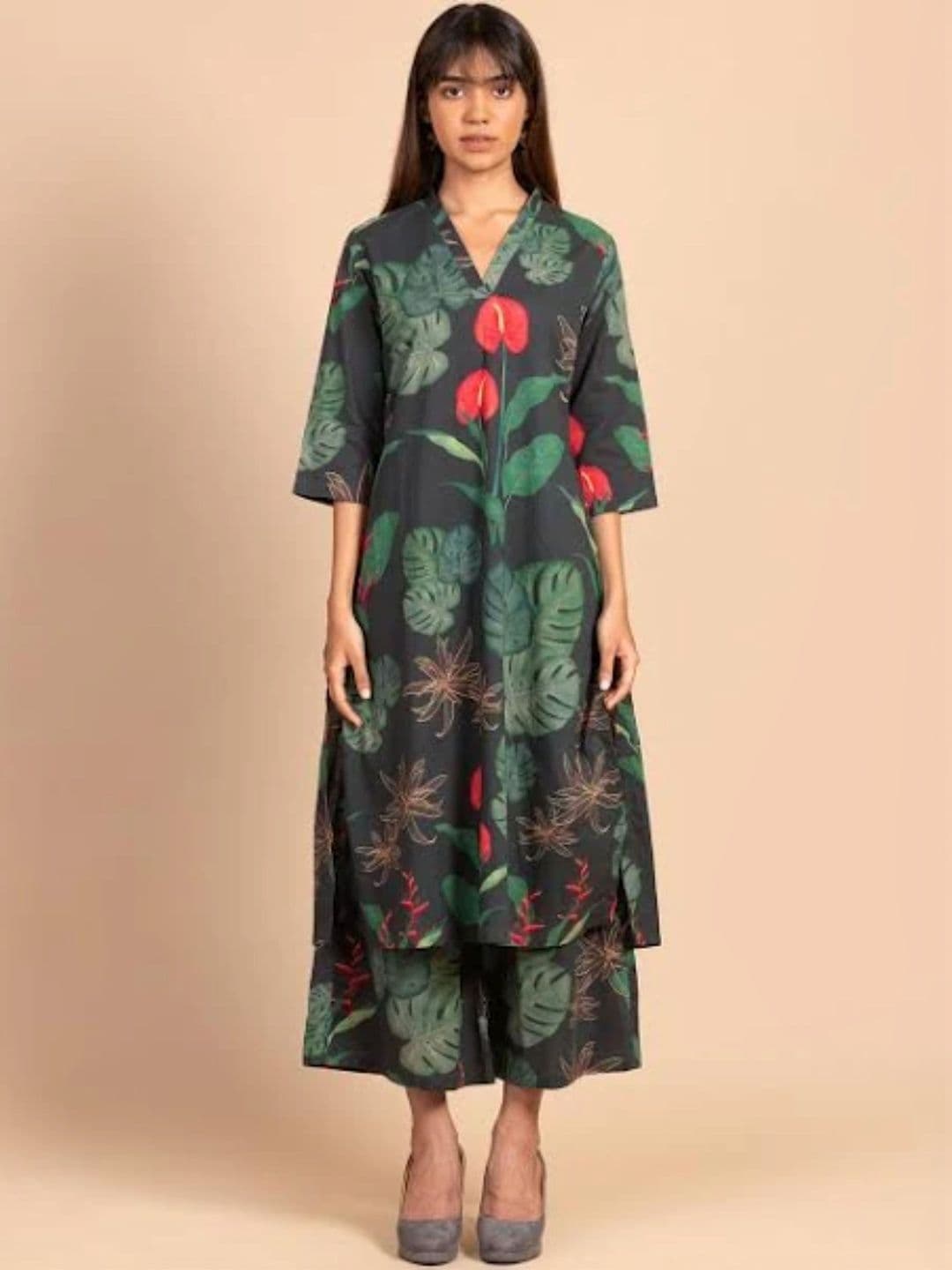 HERE&NOW Women Floral Printed Regular Kurta with Palazzos - view 1